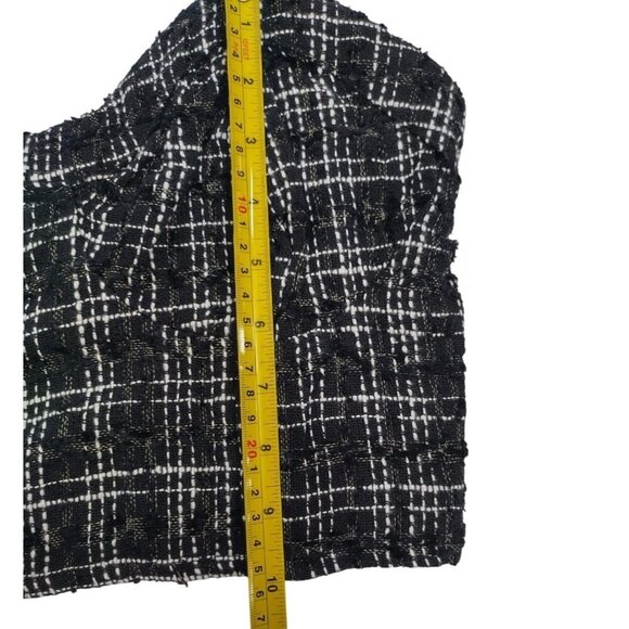 Jopra Women's Black and White Check Tweed Adjustable Strap Crop Top, Size M - Picture 6 of 7